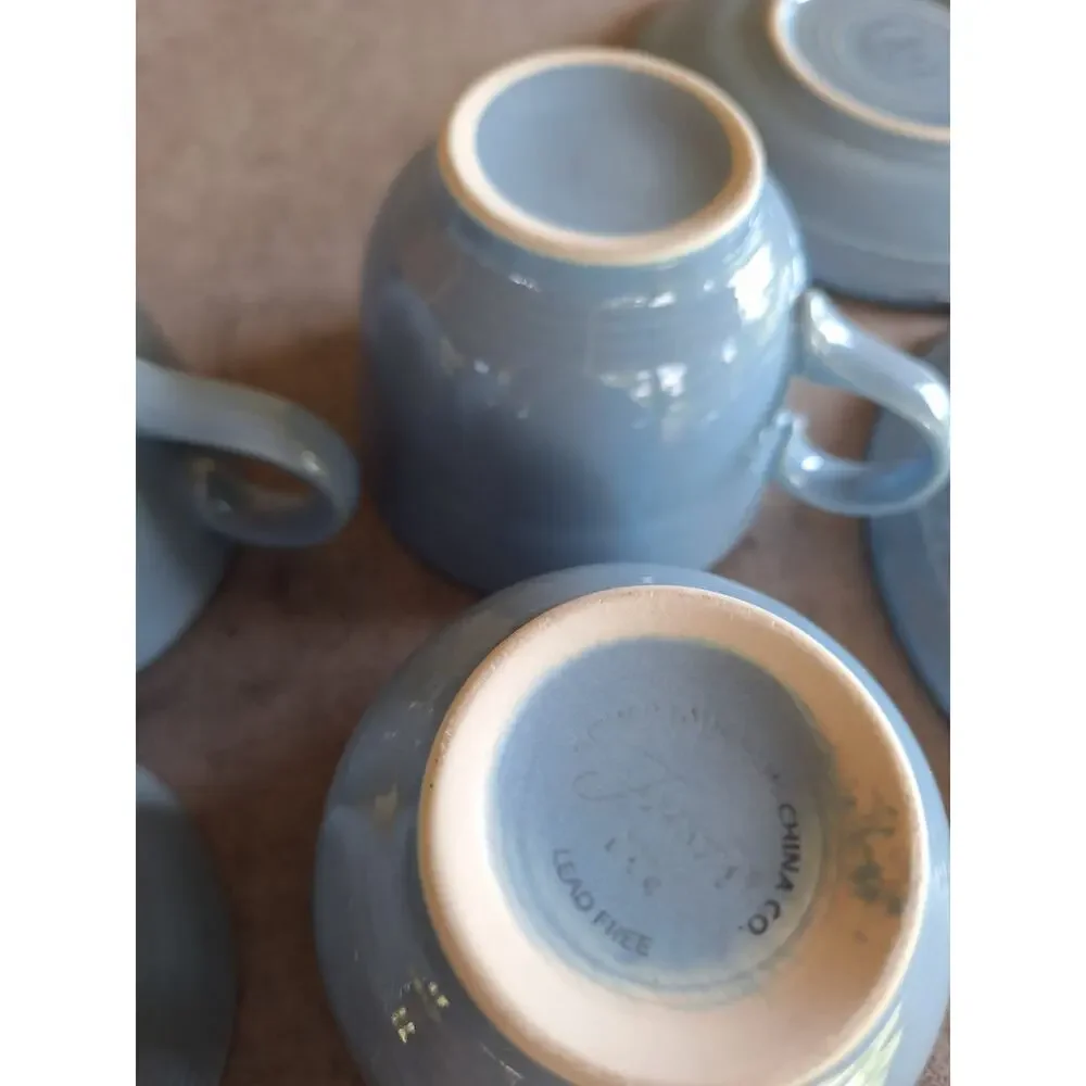Fiestaware vintage periwinkle blue teacup & saucer plate set lot discontinued